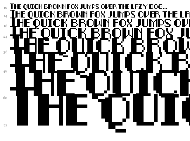 Pixel Noir font waterfall